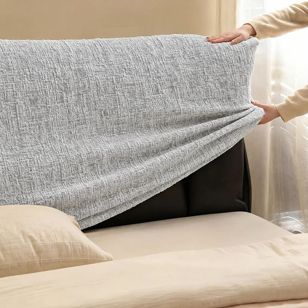Woven Linen-Texture Stretch-Fit Bed Headboard Cover