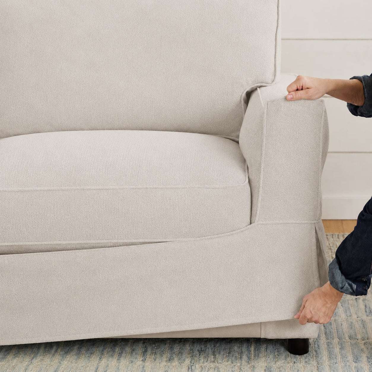 Soft Linen Luna-07 custom sofa slipcover
