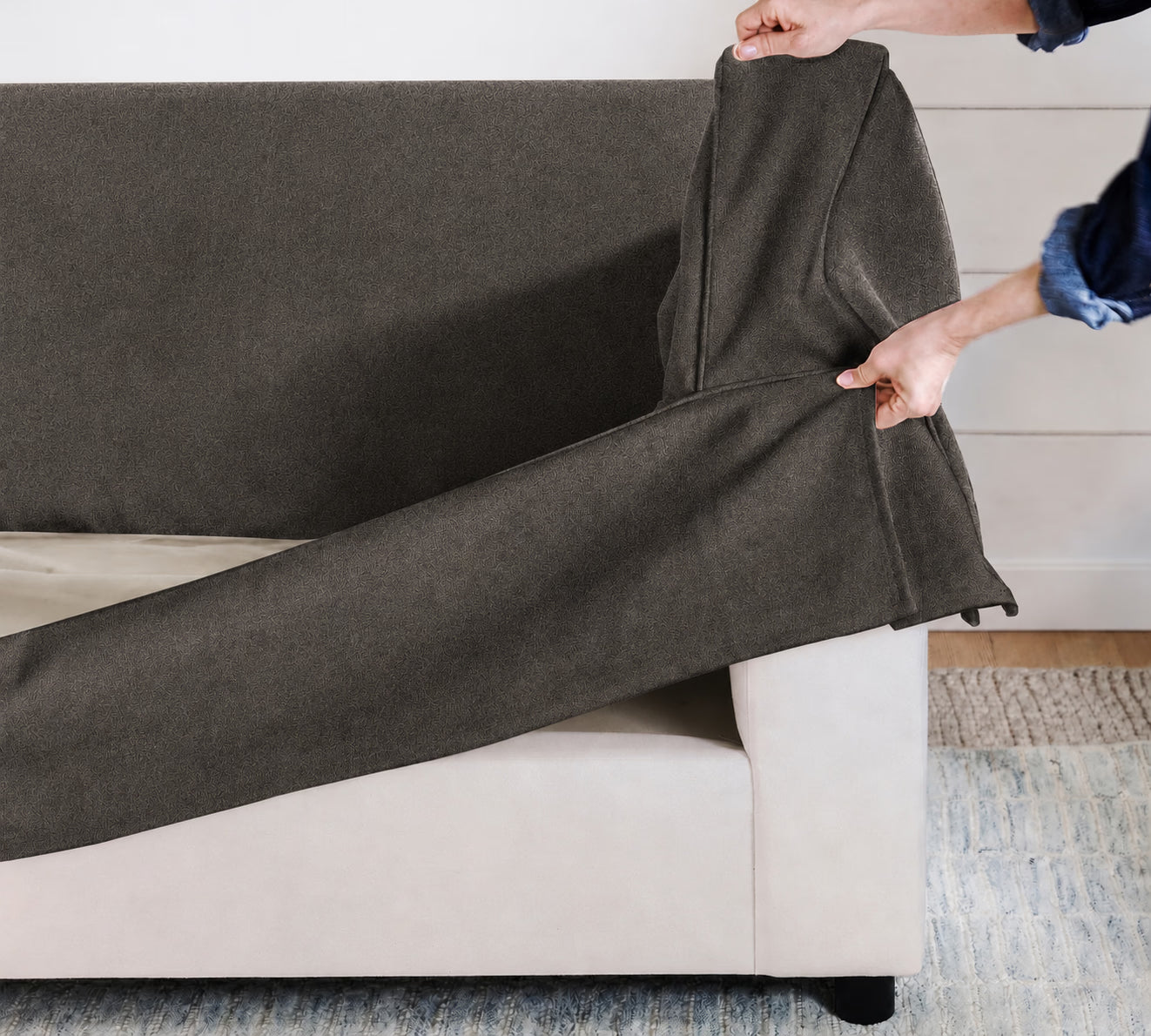 Stone Mink Luna-18 custom sofa slipcover