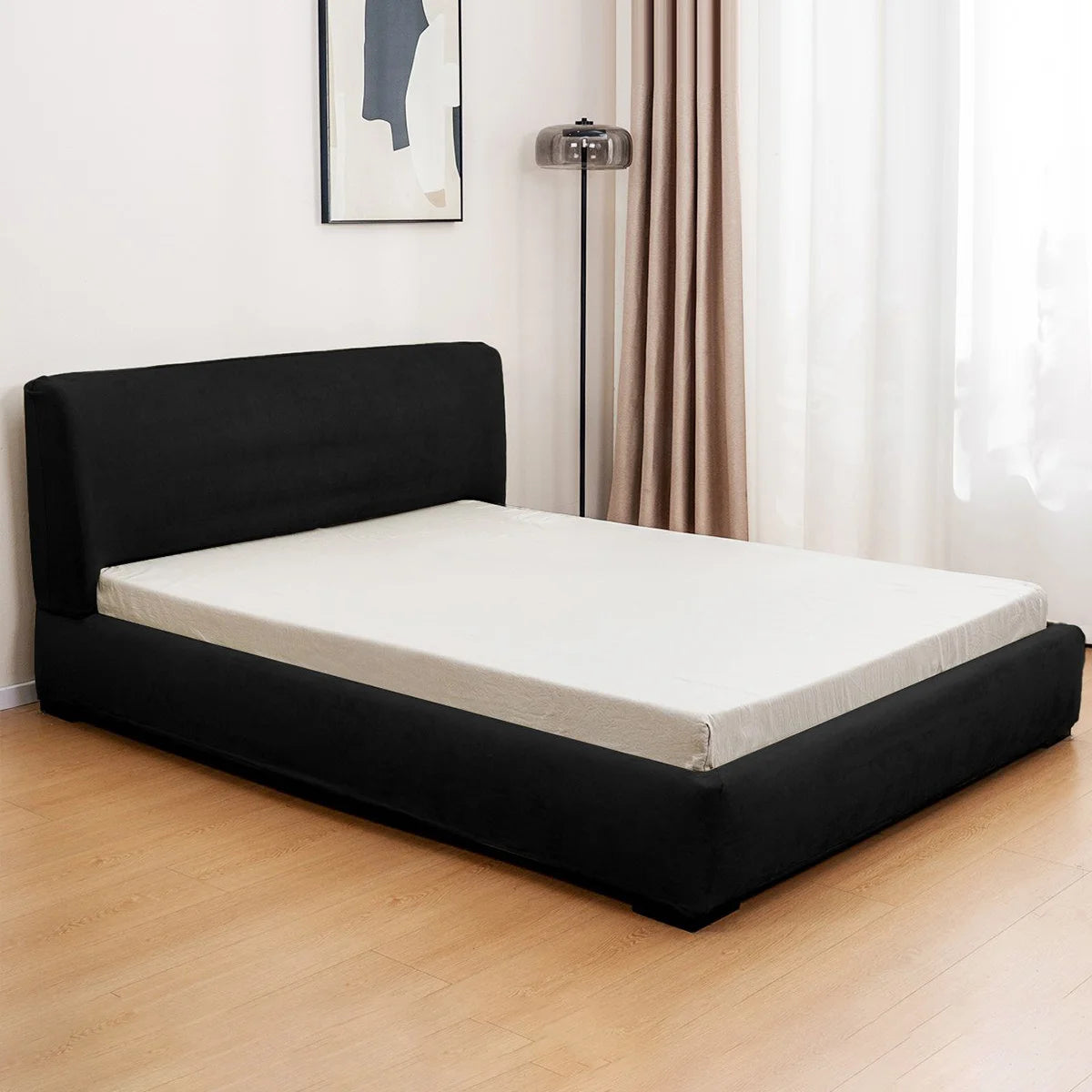Stretch-Fit Inset Bed Frame Cover · Elastic Bands + Back Elastic