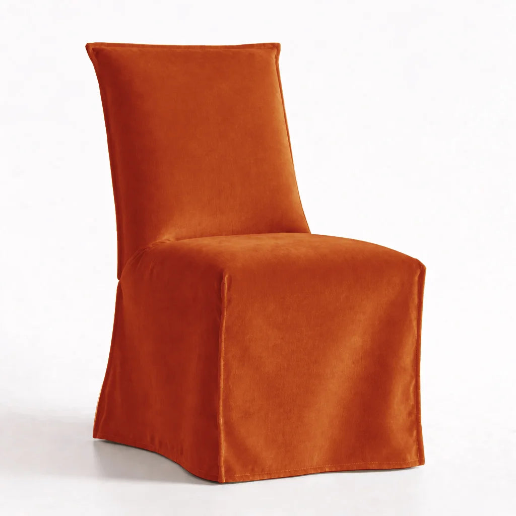 Tangerine Red WB PBV2042 - 29 | Long-Skirt Dining Chair Slipcover