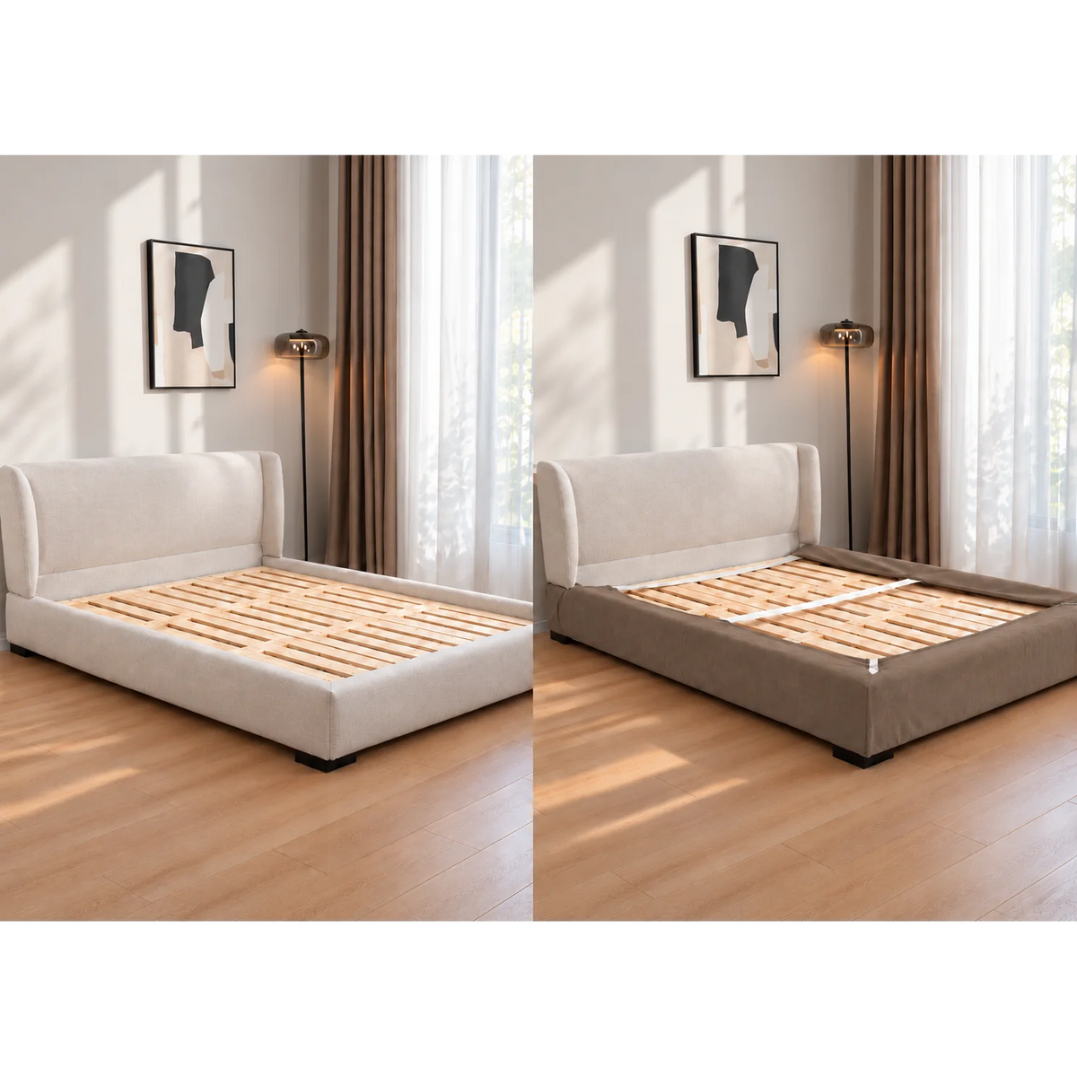 Taupe · Stretch-Fit Bed Frame Cover