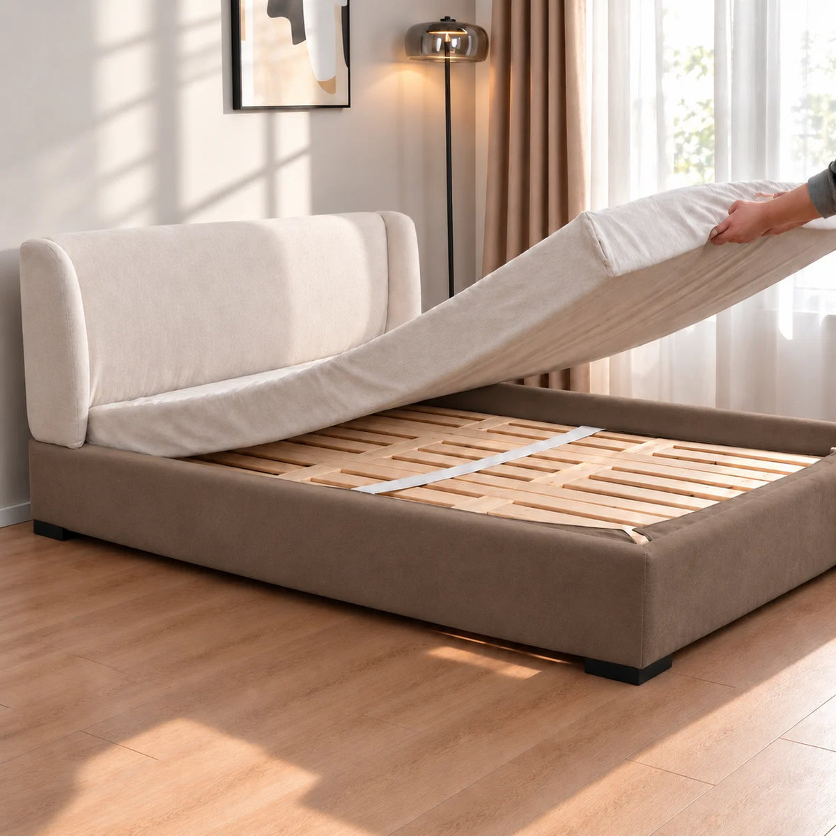 Taupe · Stretch-Fit Bed Frame Cover