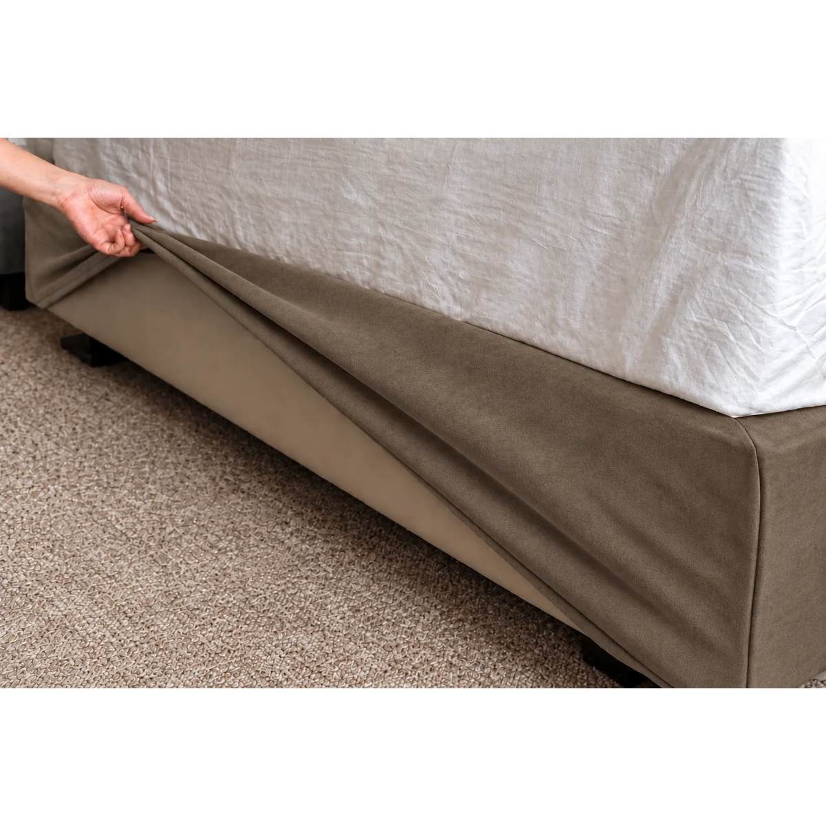 Taupe · Stretch-Fit Bed Frame Cover