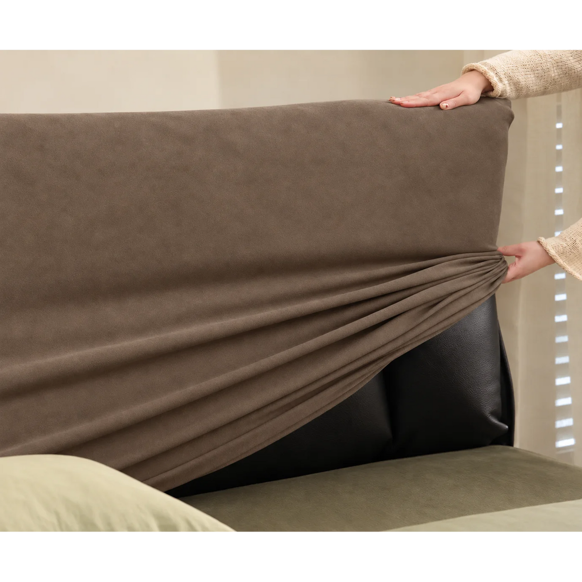 Taupe · Stretch-Fit Bed Headboard Cover