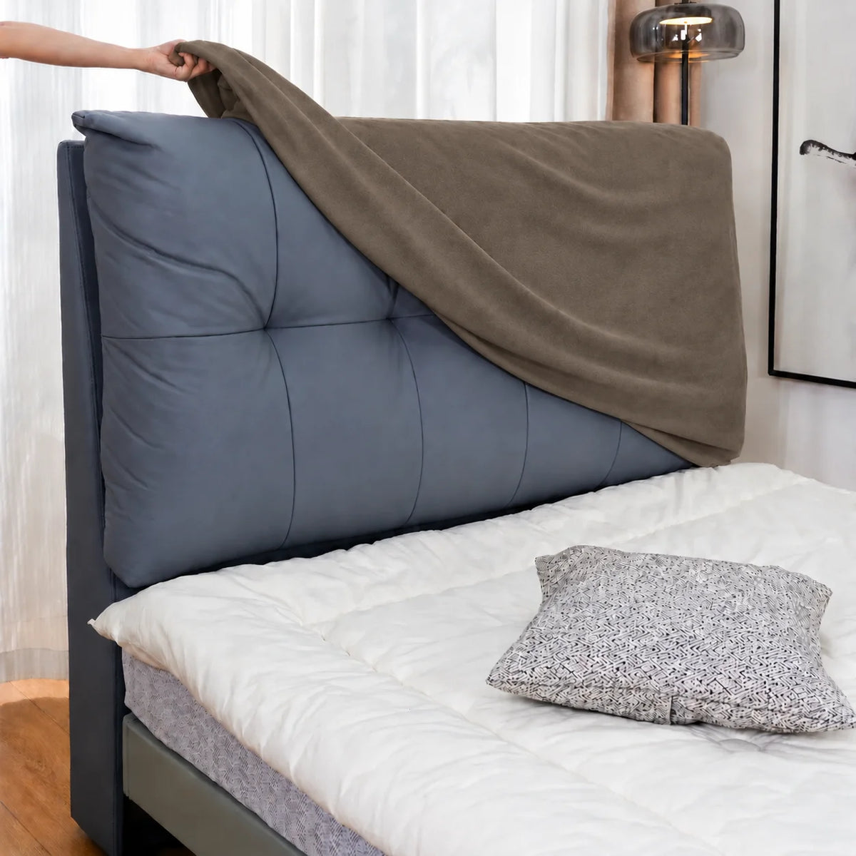 Taupe · Stretch-Fit Bed Headboard Cover