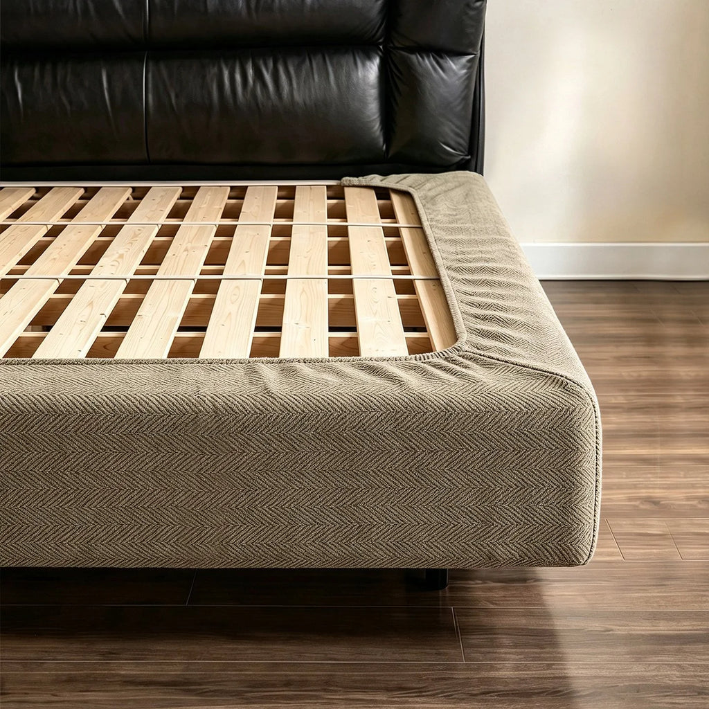 Stretch Herringbone Chenille Bed Frame Cover · Elastic Bands + Back Elastic