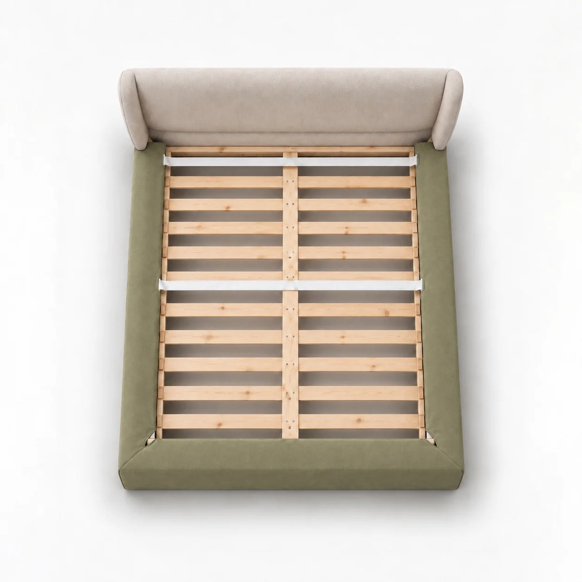 Tea Green · Stretch-Fit Inset Bed Frame Cover · Elastic Bands + Back Elastic