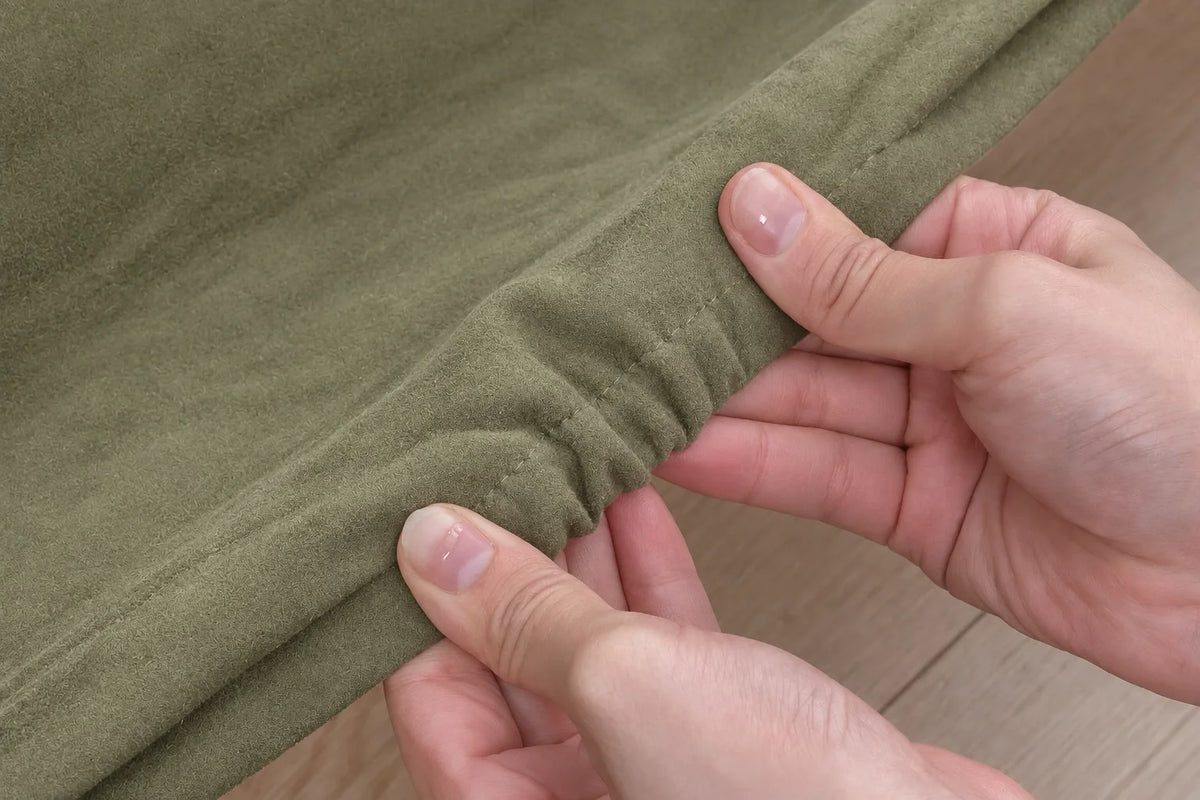 Tea Green · Stretch-Fit Inset Bed Frame Cover · Elastic Bands + Back Elastic