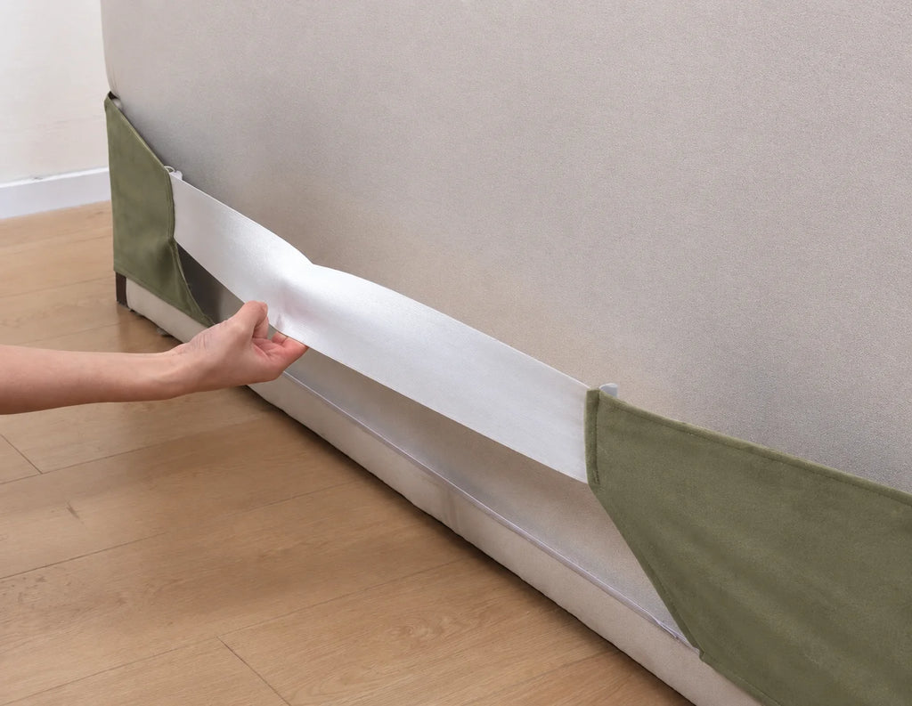 Tea Green · Stretch-Fit Inset Bed Frame Cover · Elastic Bands + Back Elastic