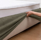 Tea Green · Stretch-Fit Inset Bed Frame Cover · Tie Straps + Back Elastic