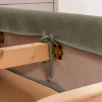Tea Green · Stretch-Fit Inset Bed Frame Cover · Tie Straps + Back Elastic