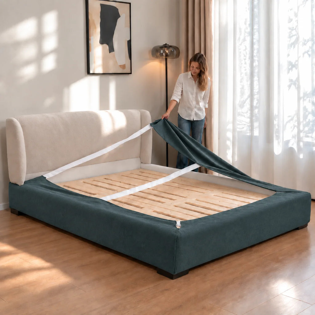Teal · Stretch-Fit Bed Frame Cover
