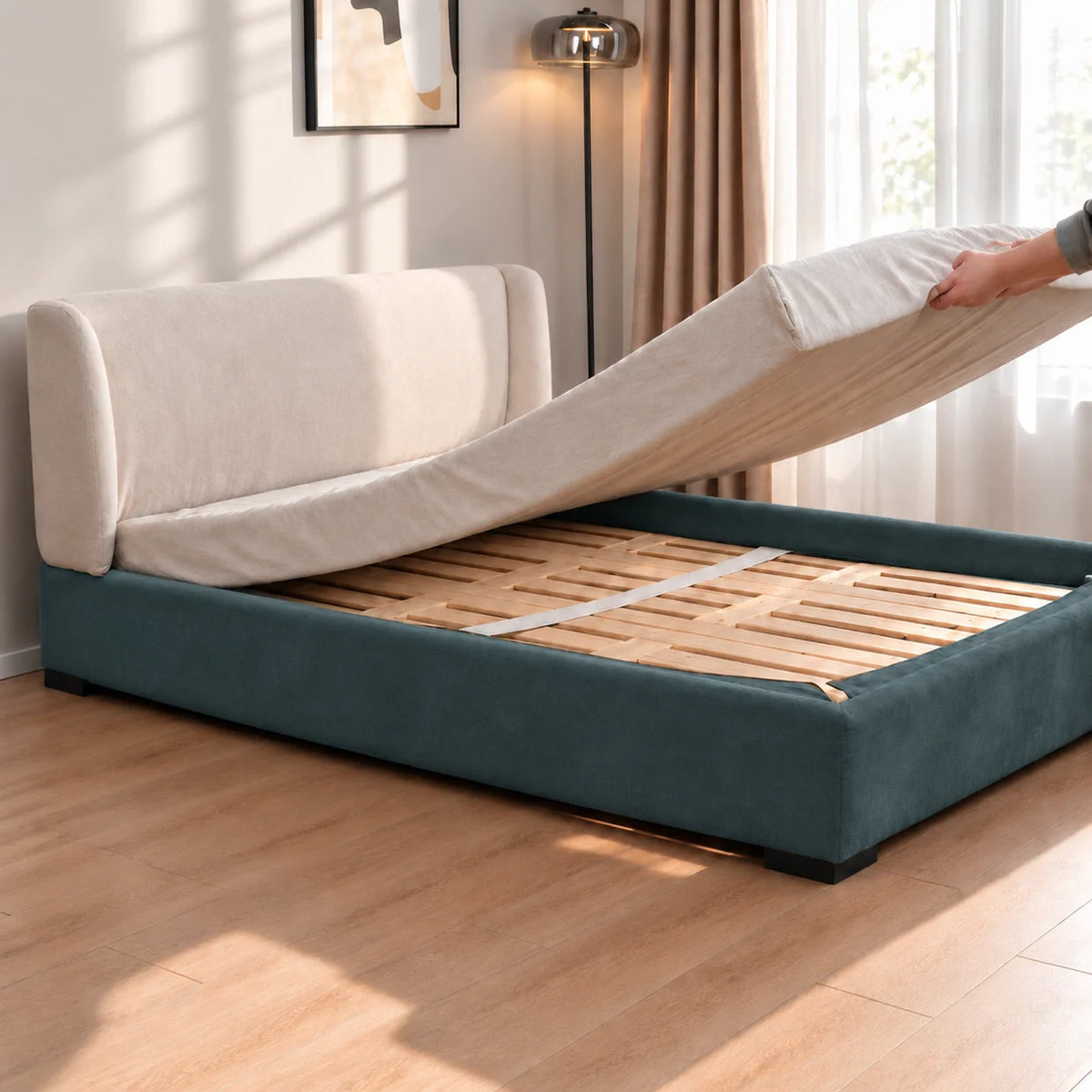 Teal · Stretch-Fit Bed Frame Cover