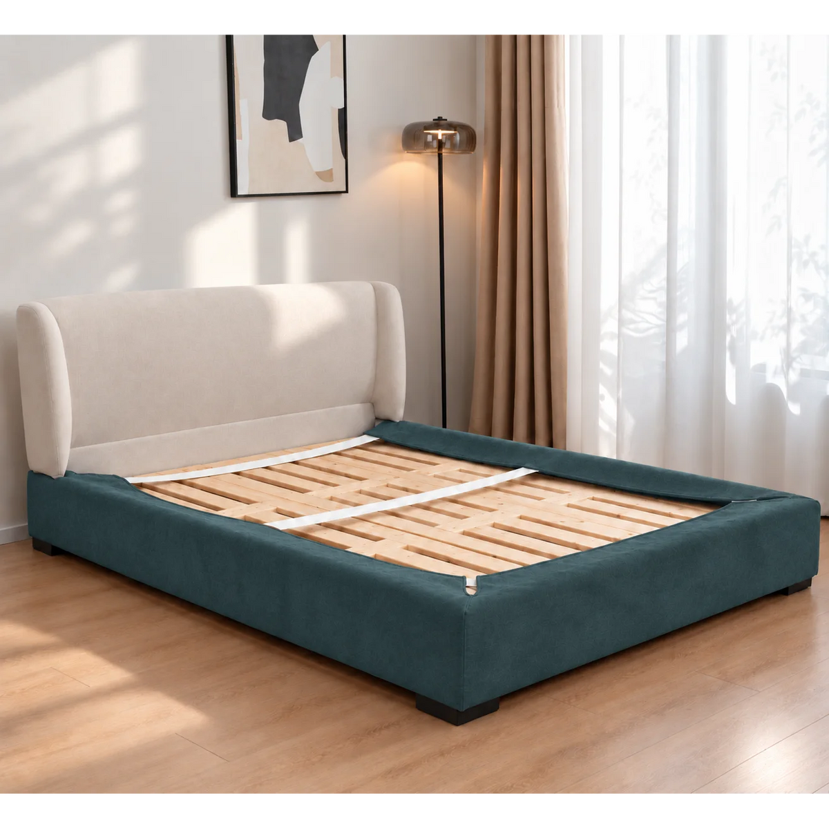 Teal · Stretch-Fit Bed Frame Cover