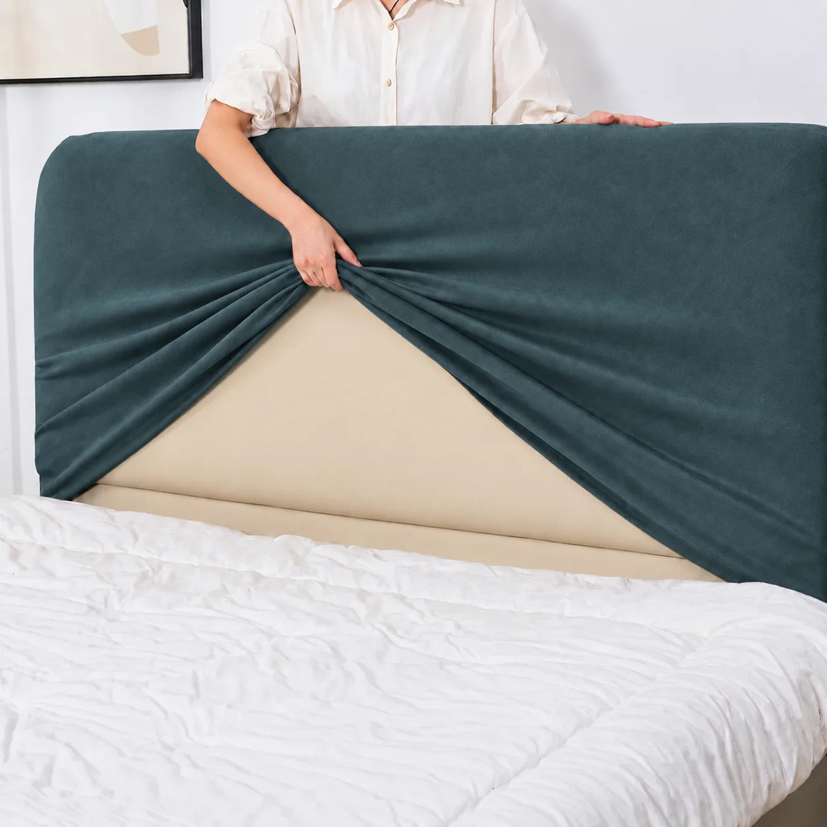 Teal · Stretch-Fit Bed Headboard Cover