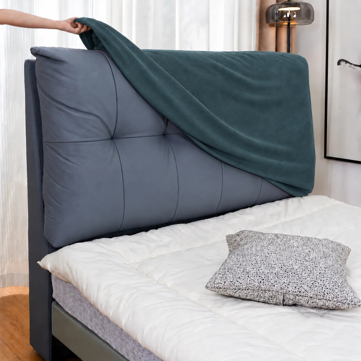 Teal · Stretch-Fit Bed Headboard Cover