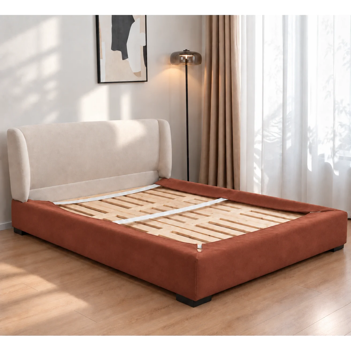 Terracotta · Stretch-Fit Bed Frame Cover