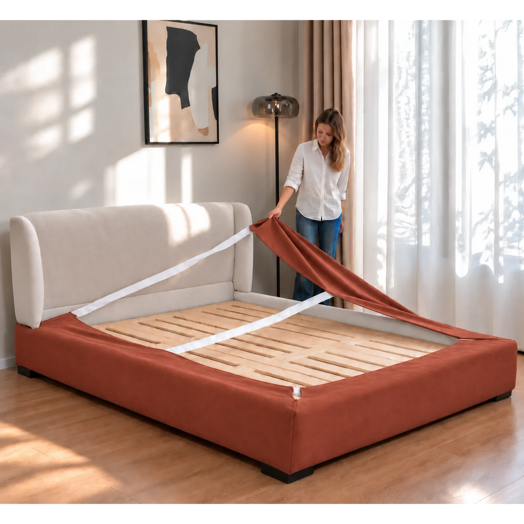 Terracotta · Stretch-Fit Bed Frame Cover