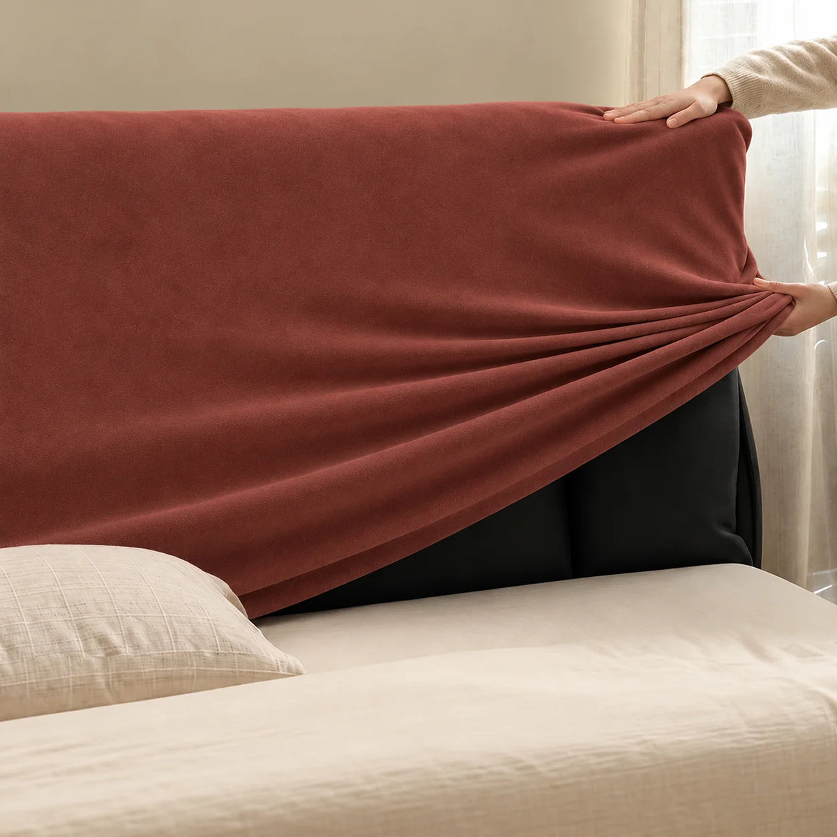 Terracotta · Stretch-Fit Bed Headboard Cover
