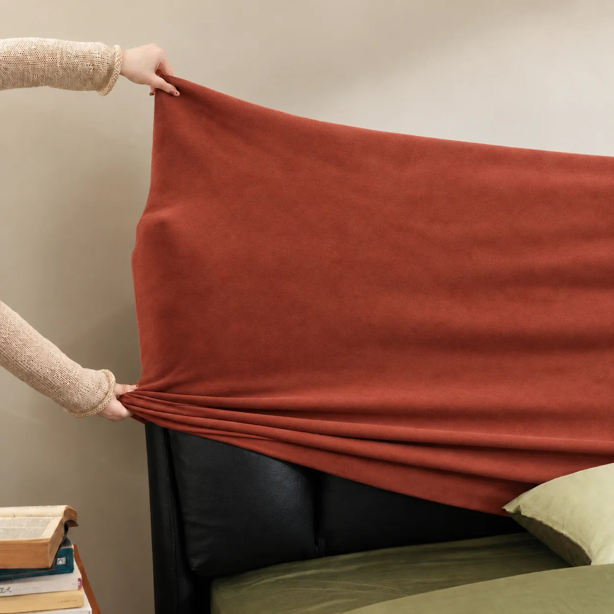 Terracotta · Stretch-Fit Bed Headboard Cover