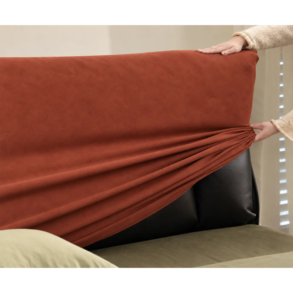 Terracotta · Stretch-Fit Bed Headboard Cover