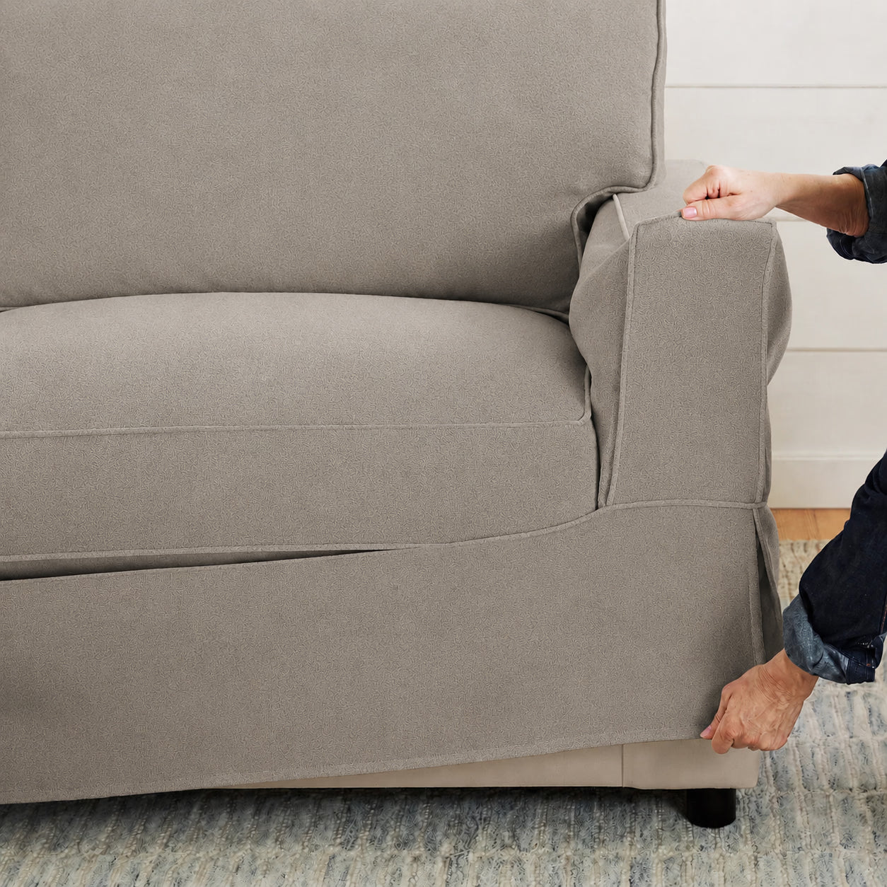 Urban Taupe Luna-10 custom sofa slipcover