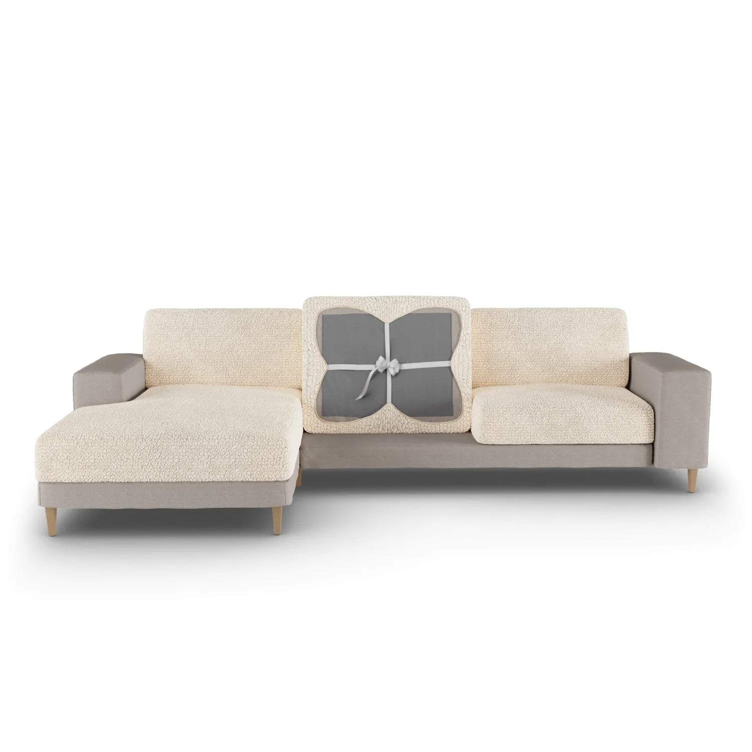Cream Microfibra Seat Cushion Slipcover