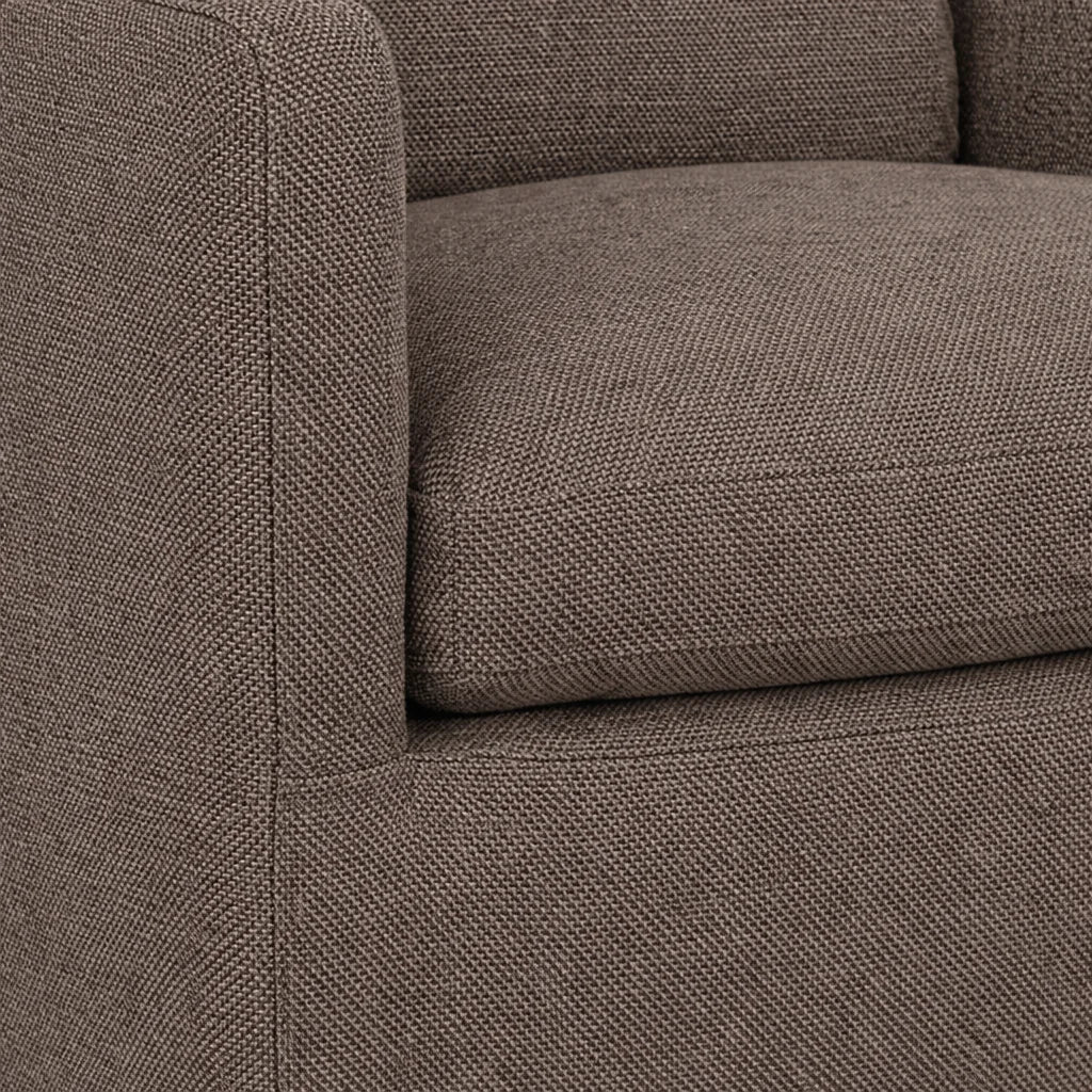 Velour Latte ML 625 - 09 | Long-Skirt Dining Chair with armrest Slipcover