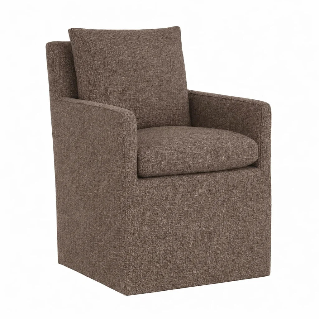 Velour Latte ML 625 - 09 | Long-Skirt Dining Chair with armrest Slipcover