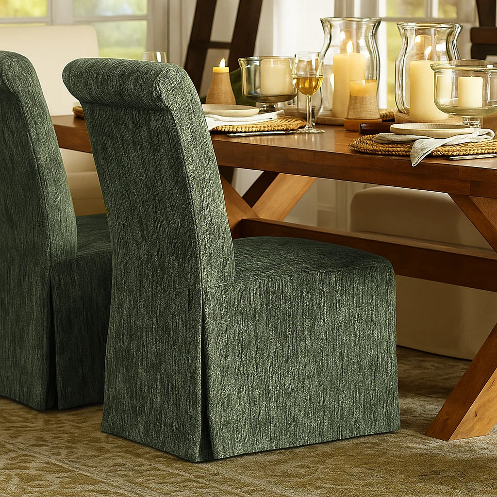 Verdant Avocado WX23006 - 23 | Long-Skirt Dining Chair Slipcover