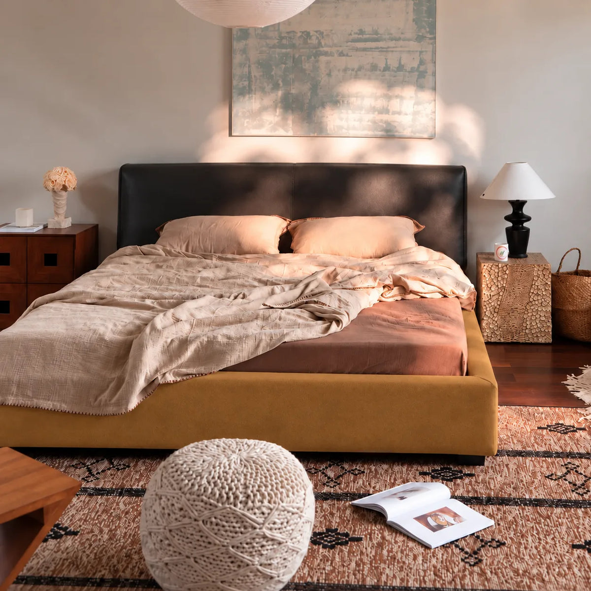 Warm Amber · Stretch-Fit Bed Frame Cover