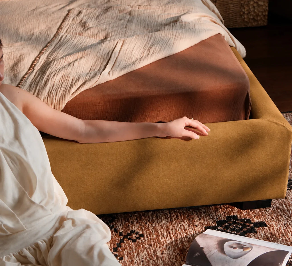 Warm Amber · Stretch-Fit Bed Frame Cover