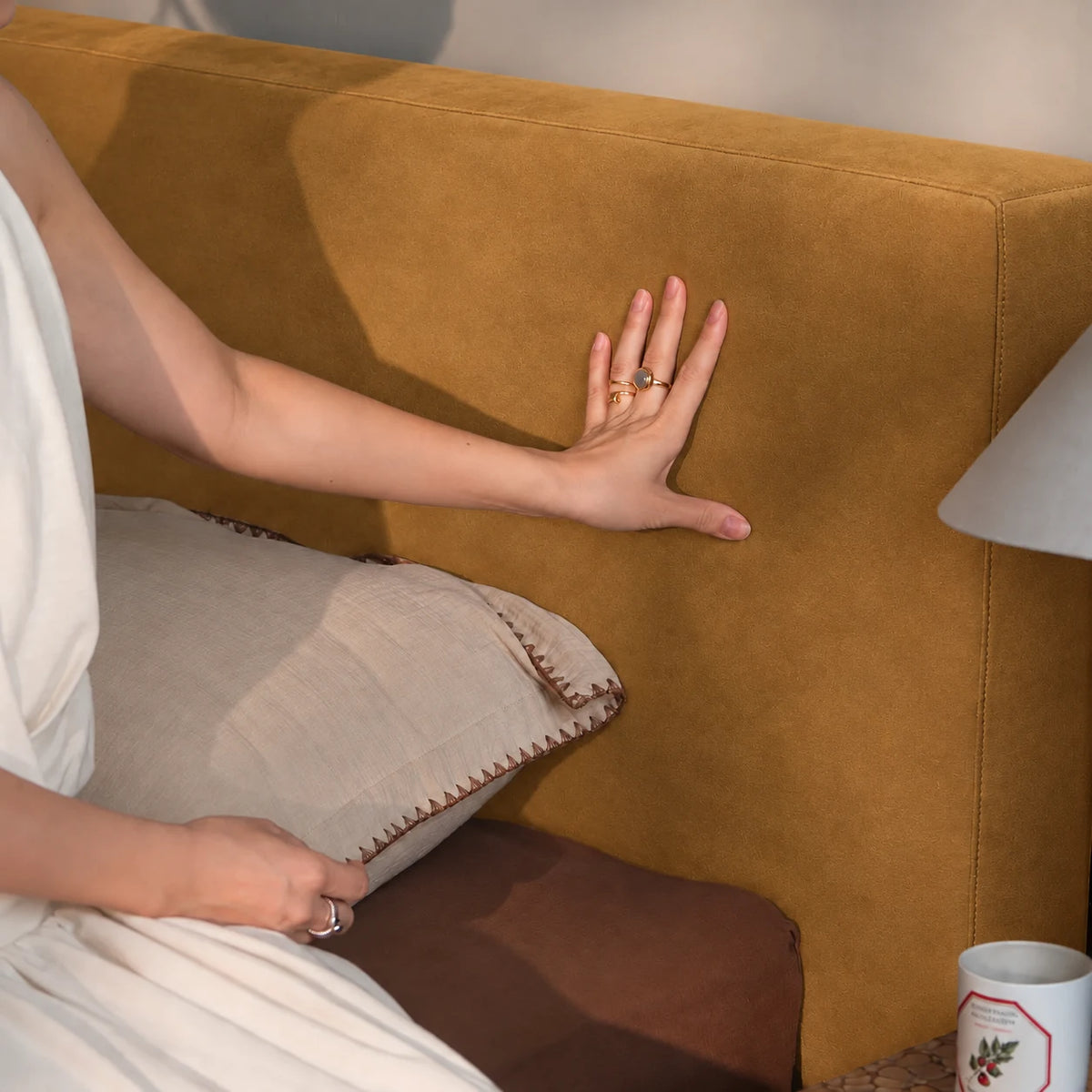 Warm Amber · Stretch-Fit Bed Headboard Cover