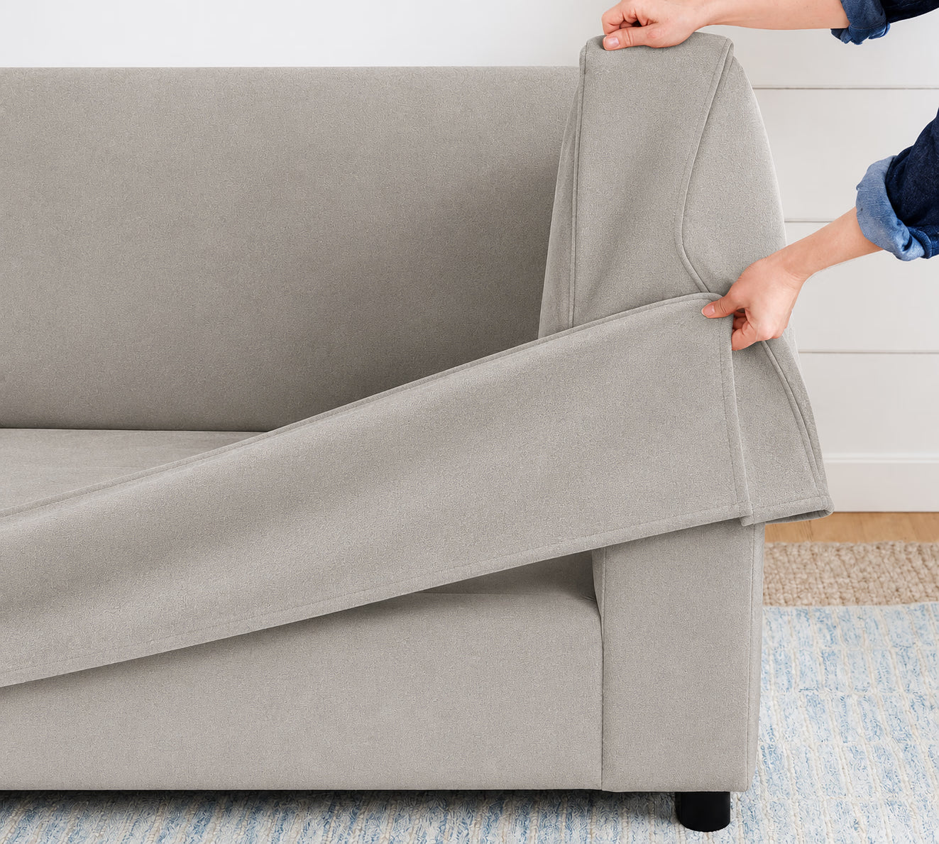 Warm Greystone Luna-09 custom sofa slipcover