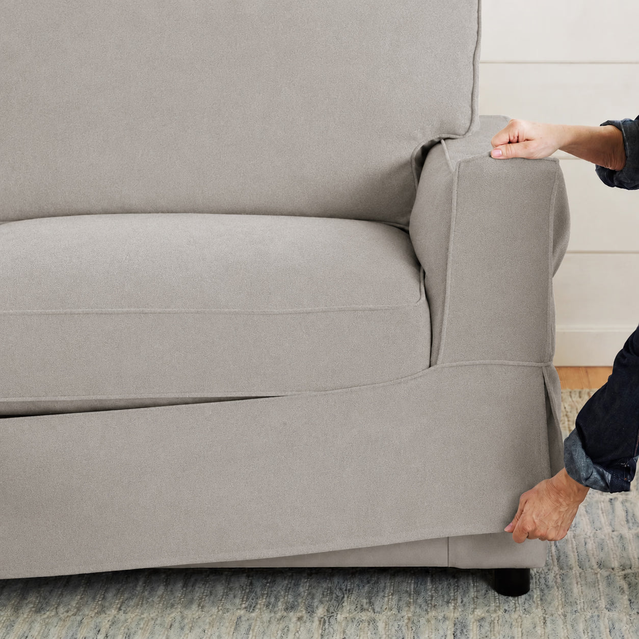 Warm Greystone Luna-09 custom sofa slipcover