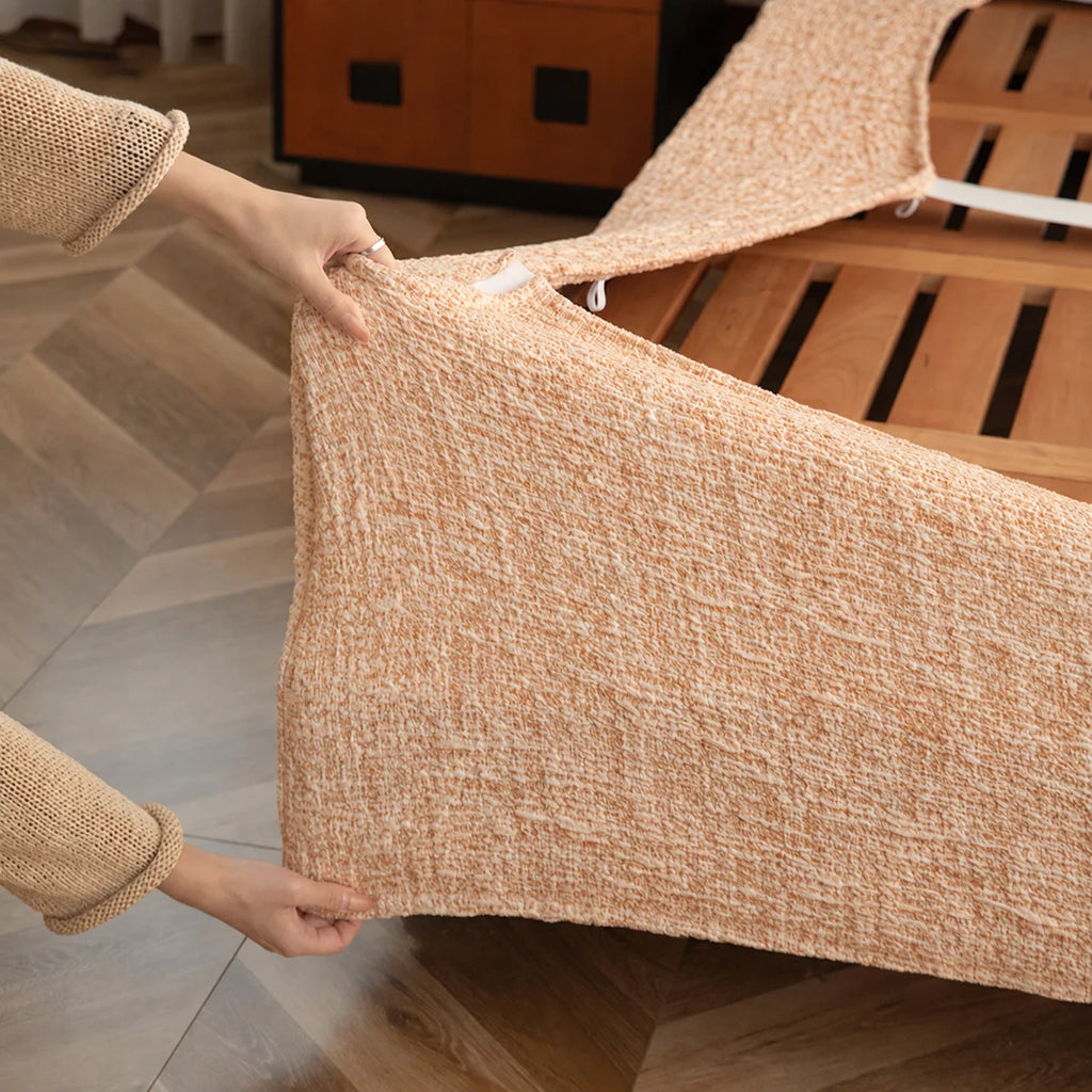 Woven Linen-Texture Cover for Platform Bed · Elastic Bands + Back Elastic
