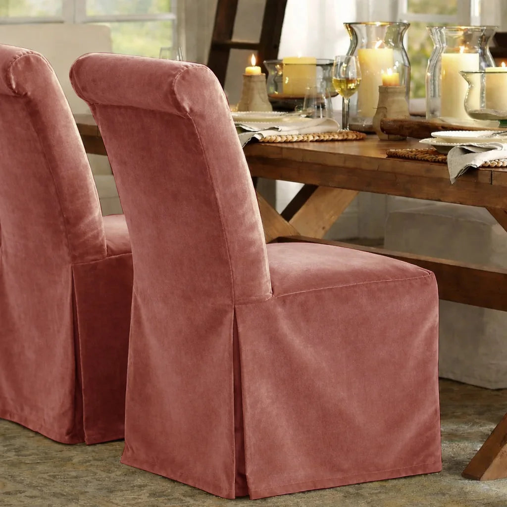 Watermelon Red WB PBV2042 - 23 | Long-Skirt Dining Chair Slipcover