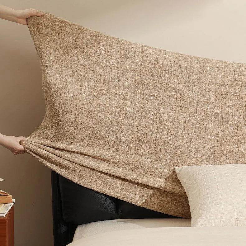 Woven Linen-Texture Stretch-Fit Bed Headboard Cover