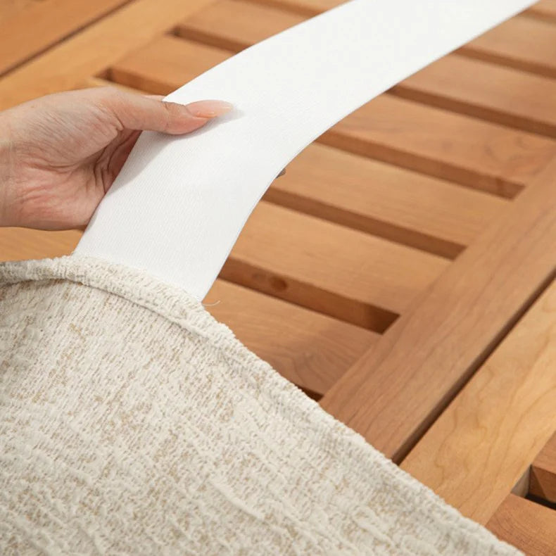 Woven Linen-Texture Cover for Platform Bed · Elastic Bands + Back Elastic
