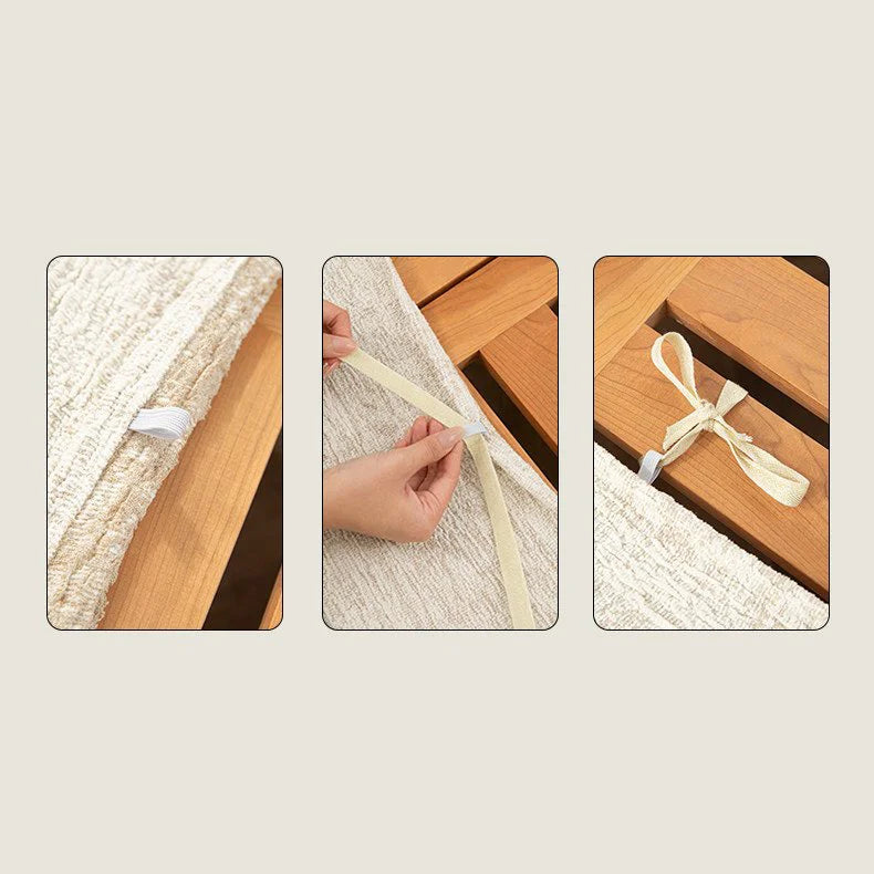 Woven Linen-Texture Cover for Platform Bed · Elastic Bands + Back Elastic