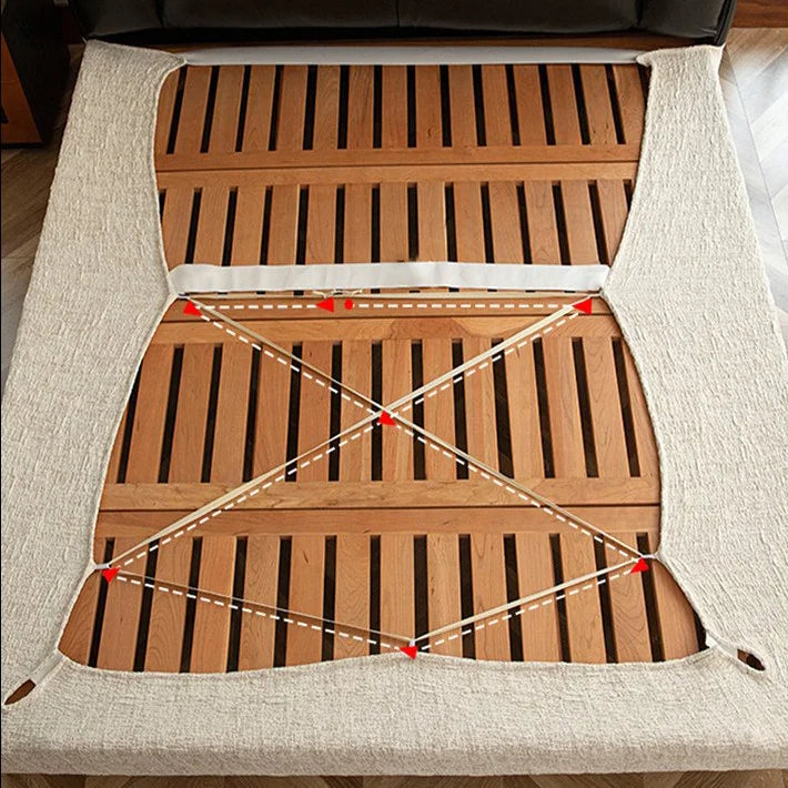Woven Linen-Texture Cover for Platform Bed · Elastic Bands + Back Elastic