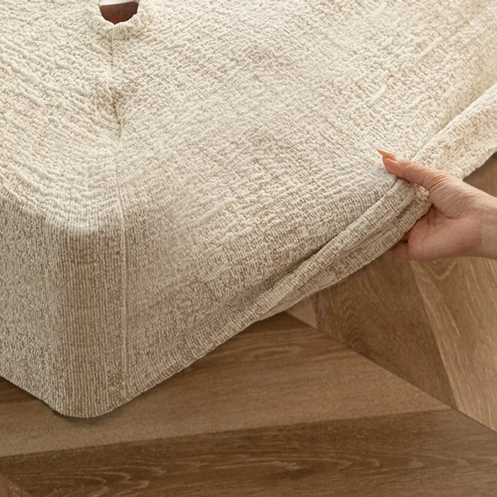 Woven Linen-Texture Cover for Platform Bed · Elastic Bands + Back Elastic