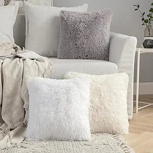 Solid Deluxe Plush Throw Pillowcase 2 Pack - Beige