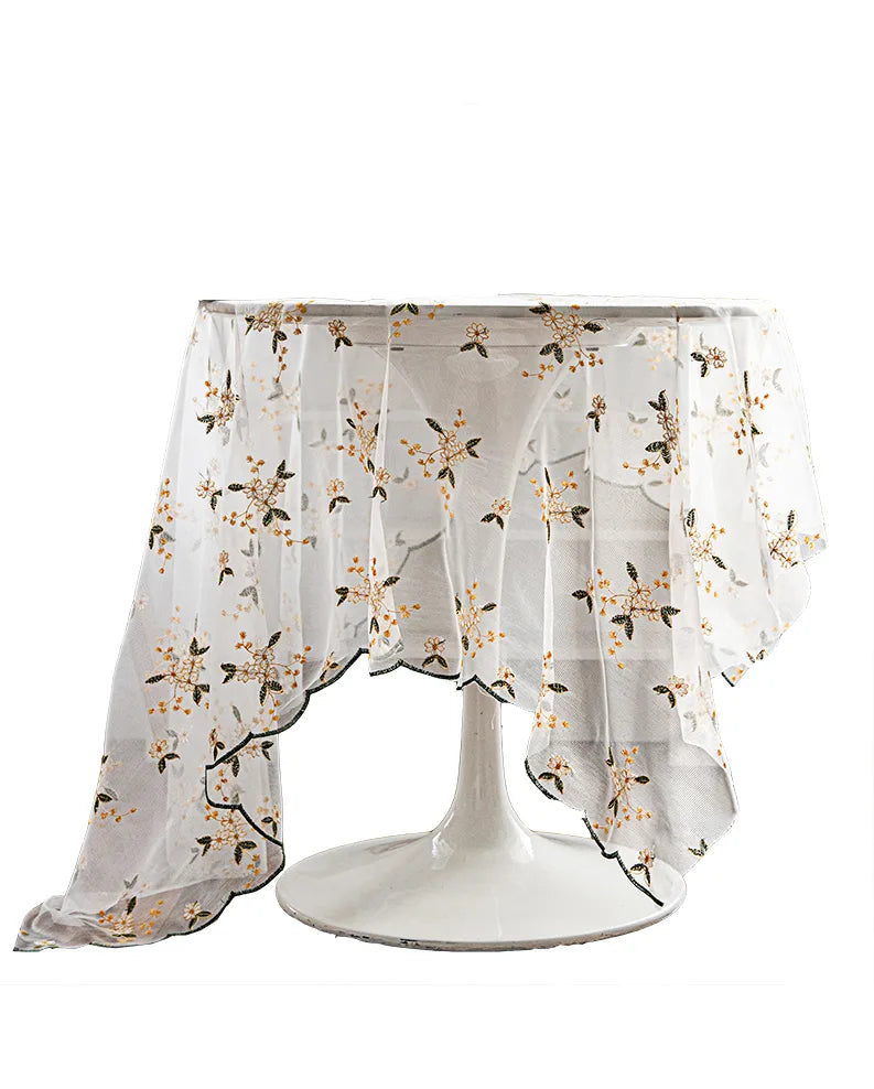 Nappe brodée pour table à manger | Dentelle YM · Ins · Style rétro français 