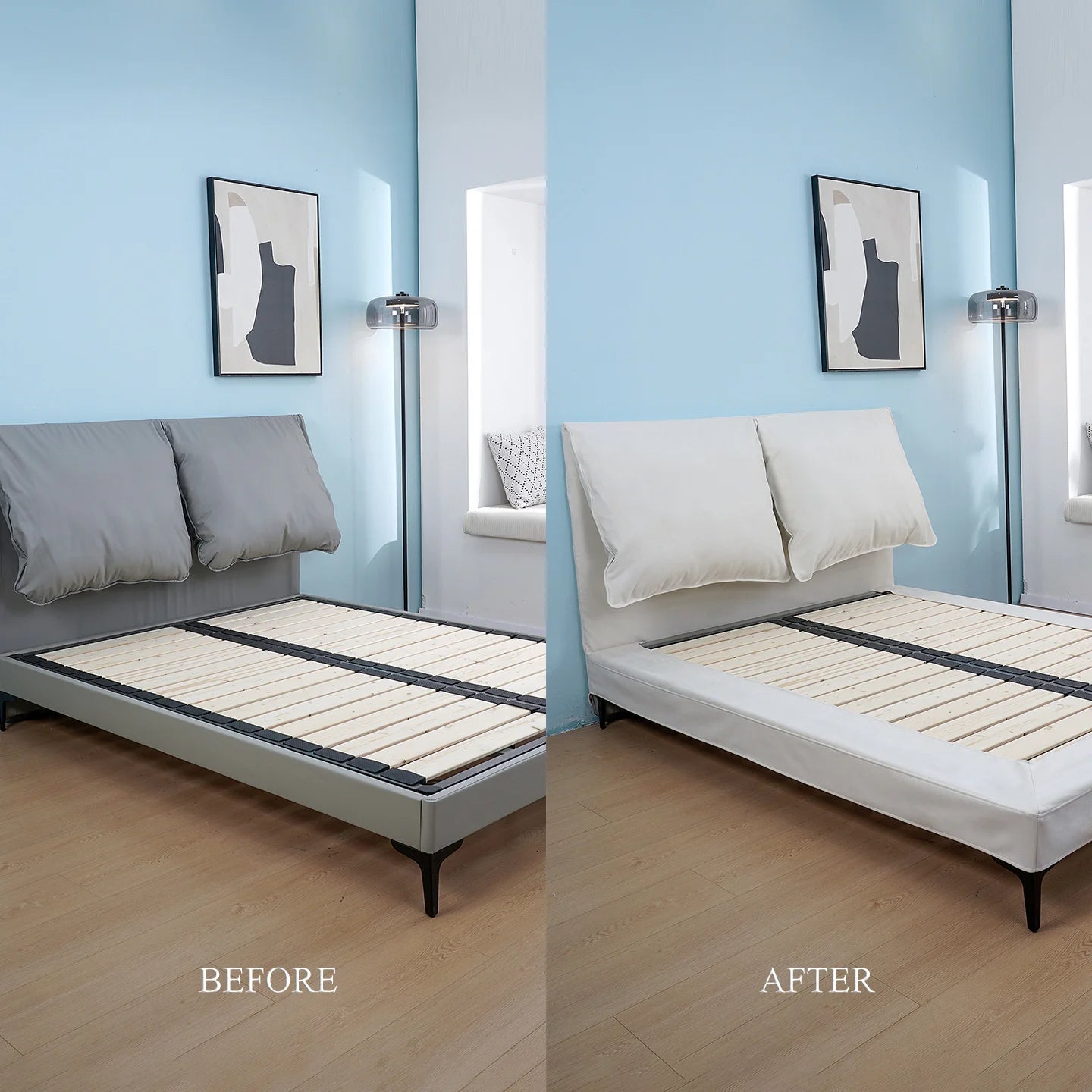 Bed Frame + Headboard Cover | Sienna Velour - Ivory Whisper