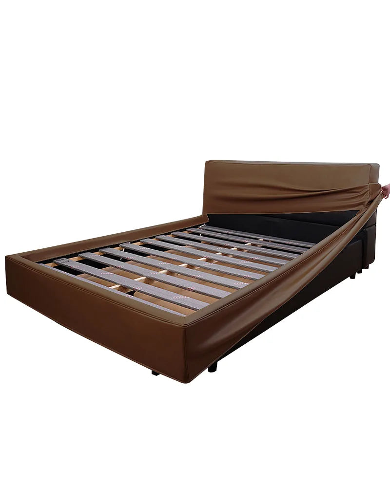 Lit plateforme rembourré + housse de tête de lit | Anthracite classique 