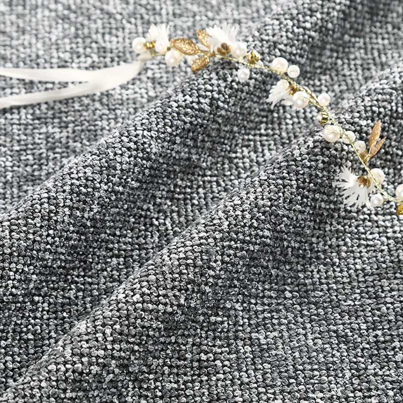 Custom Bed Frame Cover — Marlowe Linen-Blend 1925 · Spotted Black & Space Gray
