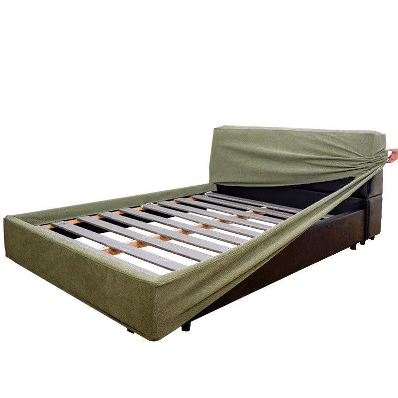 Customized Bed + Headboard Cover | Marlowe Spotted | Moss Green #1925-12