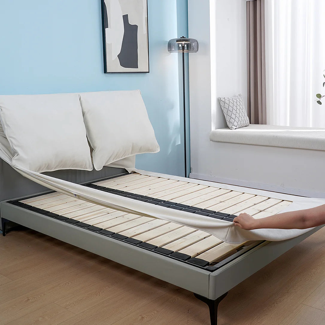 Bed Frame + Headboard Cover | Sienna Velour - Ivory Whisper